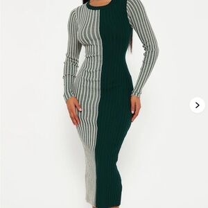 Fashion Nova Black and Gray Ribbed Knit Dress